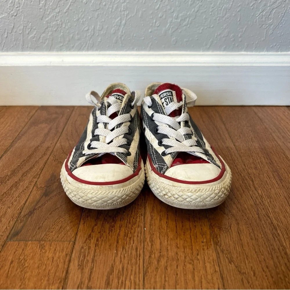 Converse Sneakers American Flag Girls Or Boys Size 12 Red White Blue 4th Of July